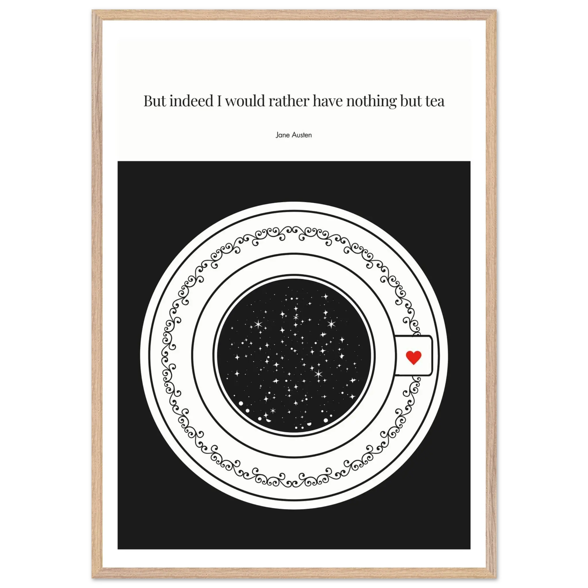 Jane Austen Quote Poster | Starry Night Teacup Art Print - INK & FRAME STUDIO