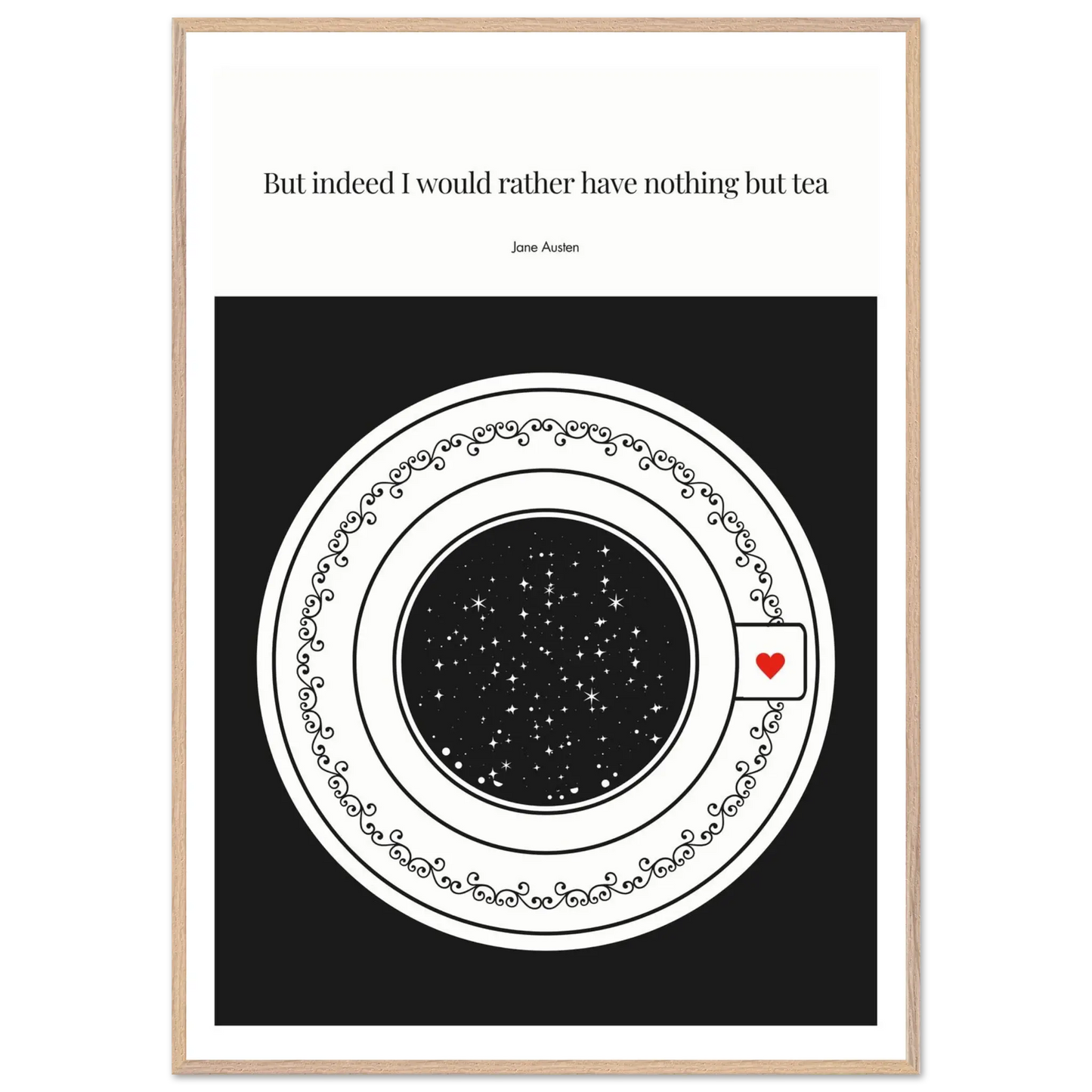 Jane Austen Quote Poster | Starry Night Teacup Art Print - INK & FRAME STUDIO