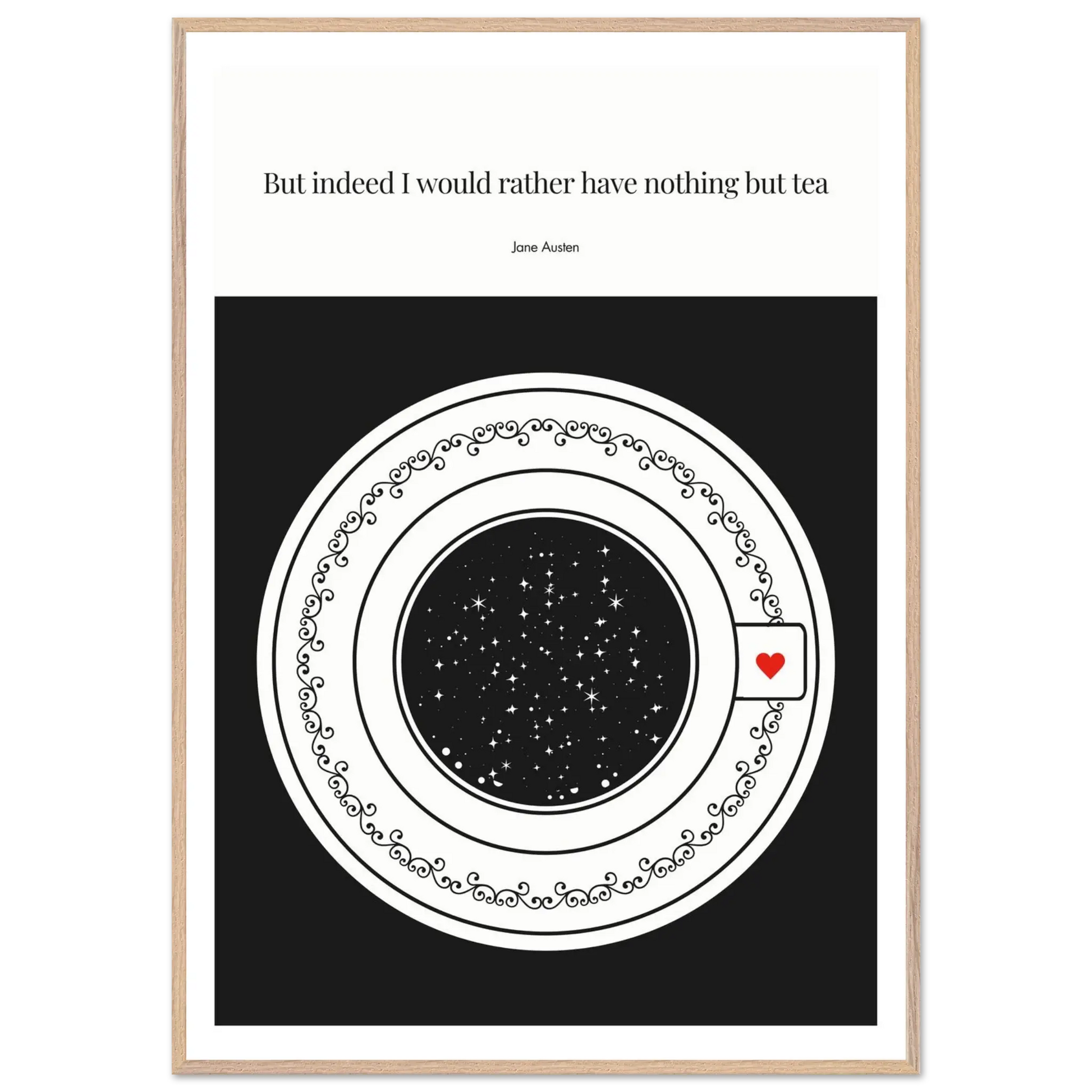 Jane Austen Quote Poster | Starry Night Teacup Art Print - INK & FRAME STUDIO