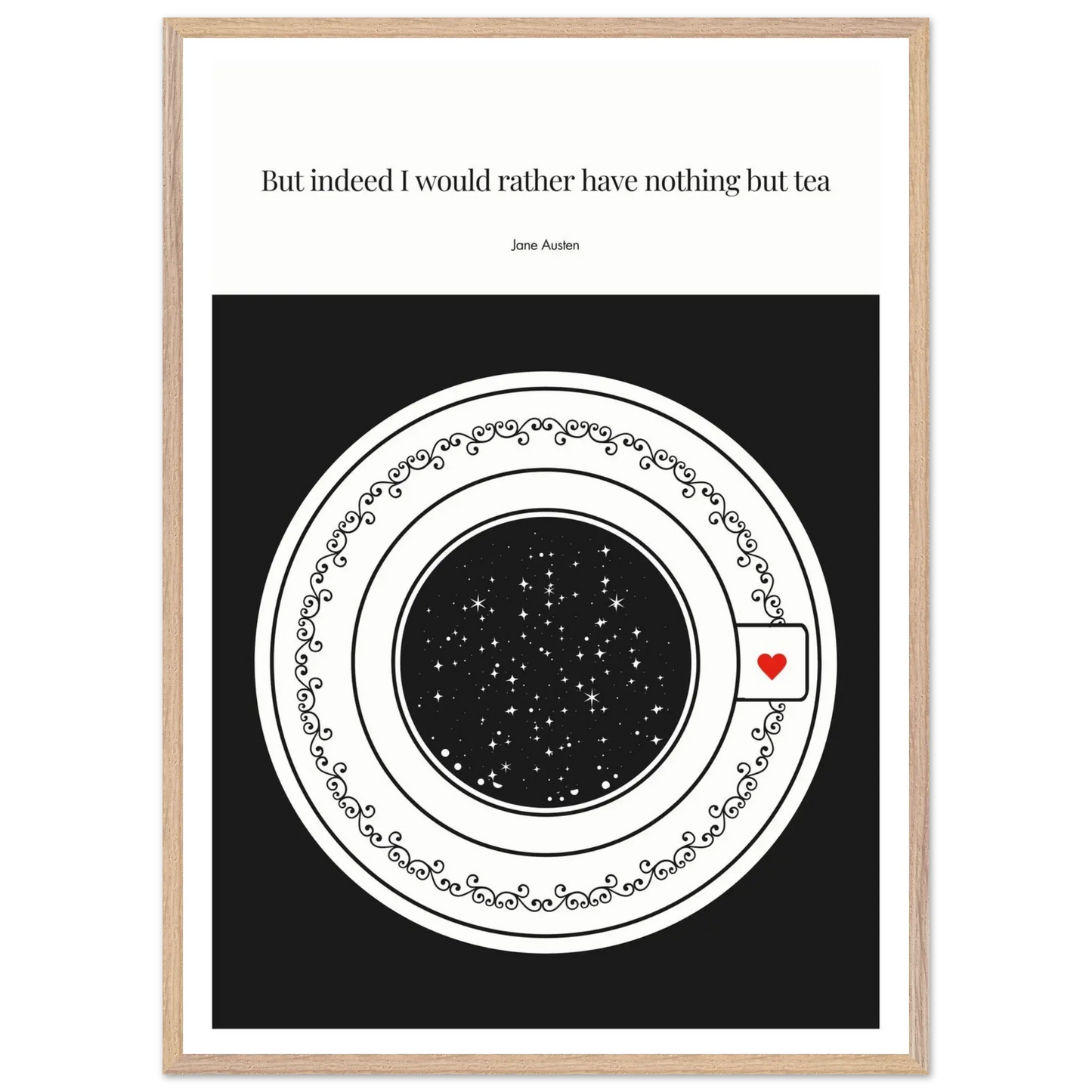 Jane Austen Quote Poster | Starry Night Teacup Art Print - INK & FRAME STUDIO