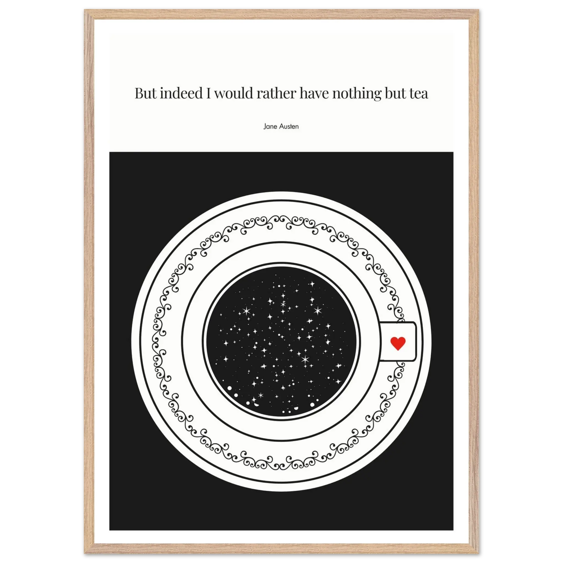 Jane Austen Quote Poster | Starry Night Teacup Art Print - INK & FRAME STUDIO