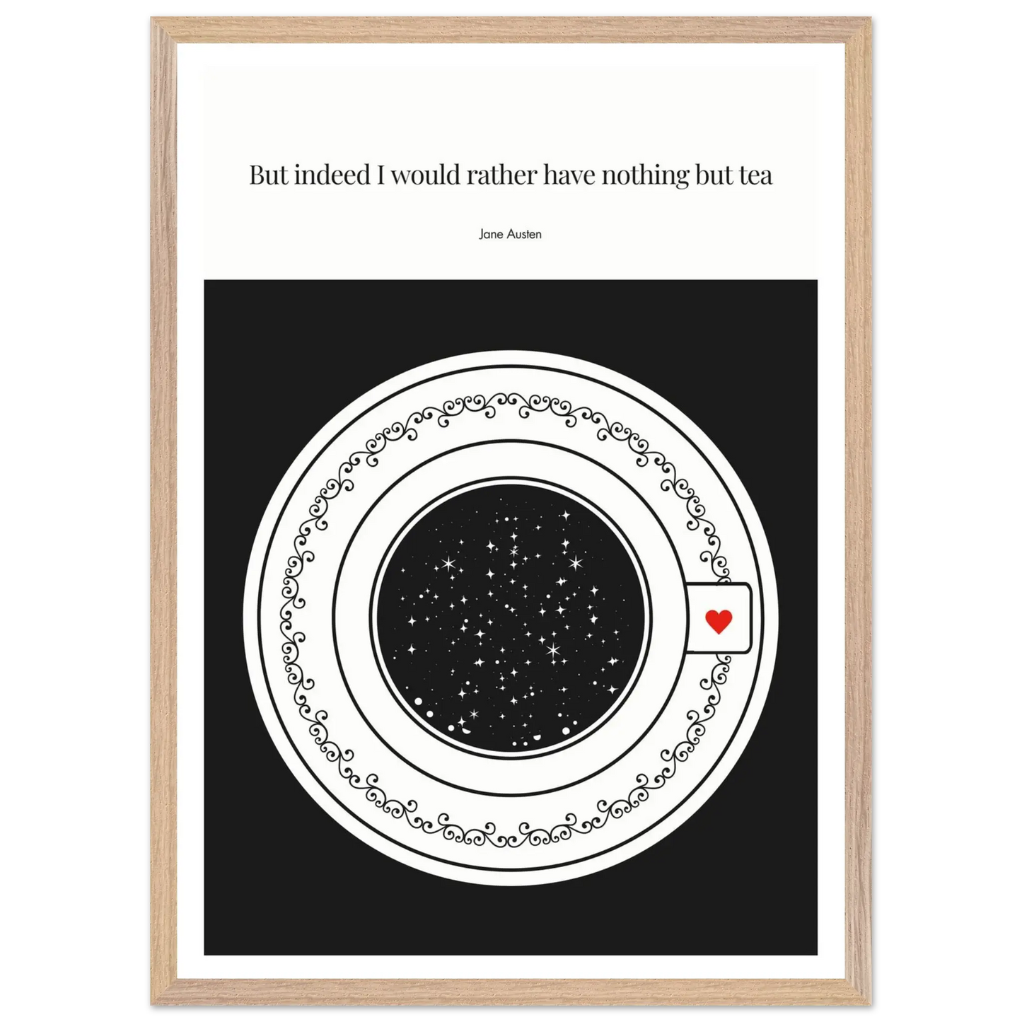 Jane Austen Quote Poster | Starry Night Teacup Art Print - INK & FRAME STUDIO