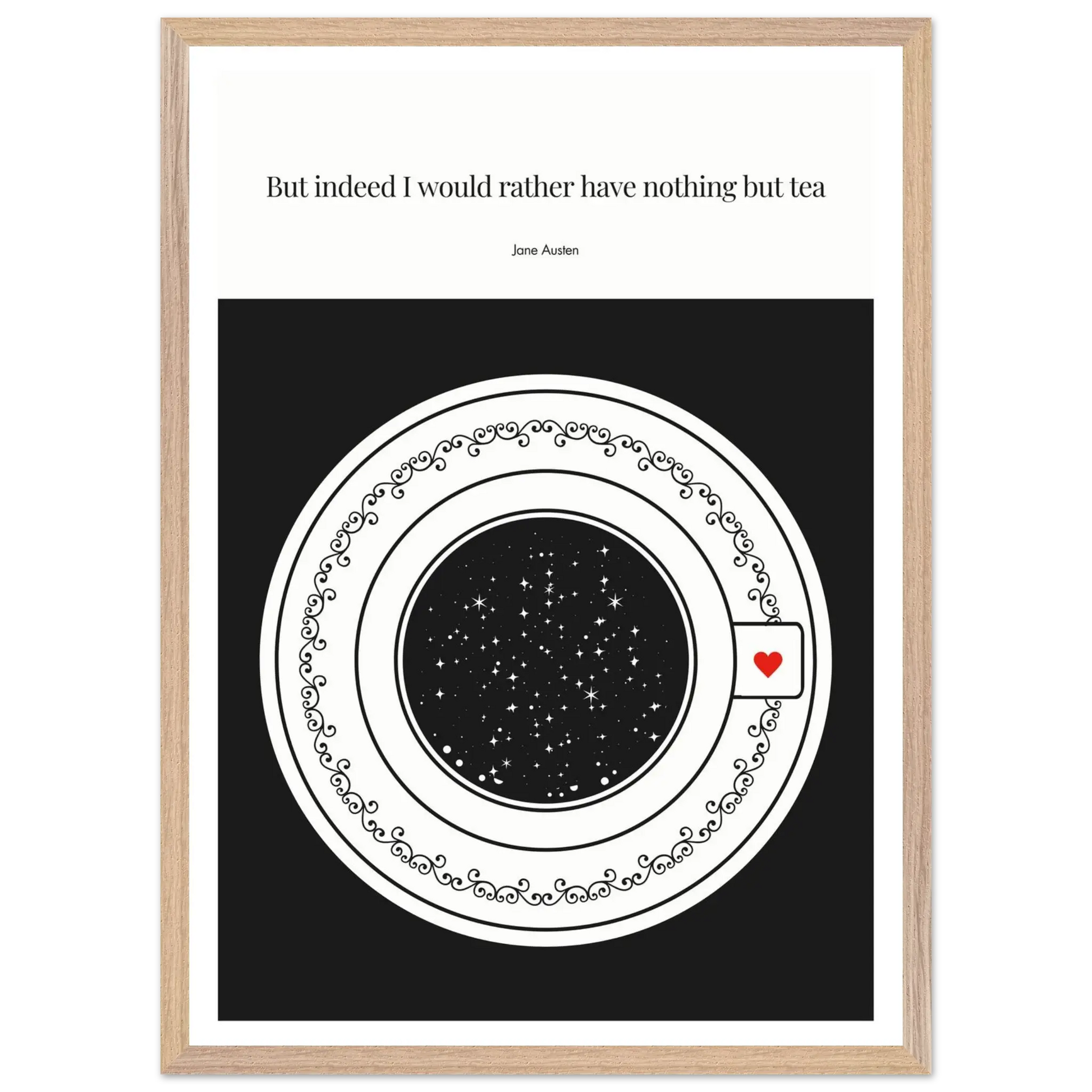 Jane Austen Quote Poster | Starry Night Teacup Art Print - INK & FRAME STUDIO