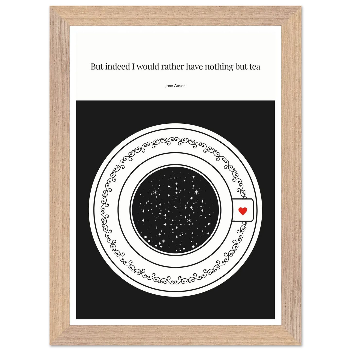 Jane Austen Quote Poster | Starry Night Teacup Art Print - INK & FRAME STUDIO