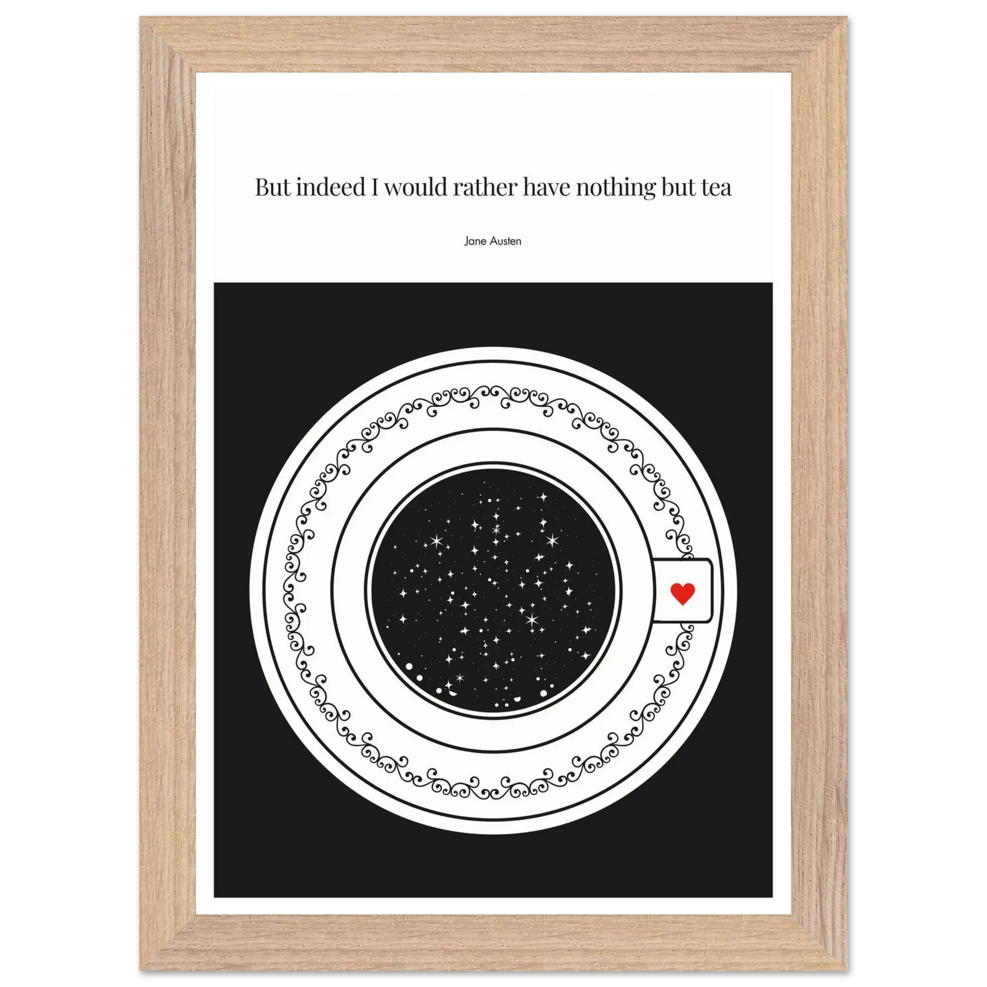 Jane Austen Quote Poster | Starry Night Teacup Art Print - INK & FRAME STUDIO