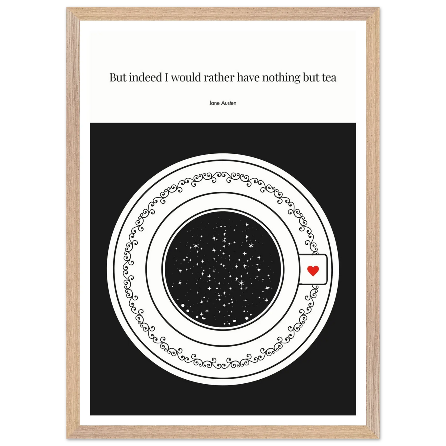 Jane Austen Quote Poster | Starry Night Teacup Art Print - INK & FRAME STUDIO