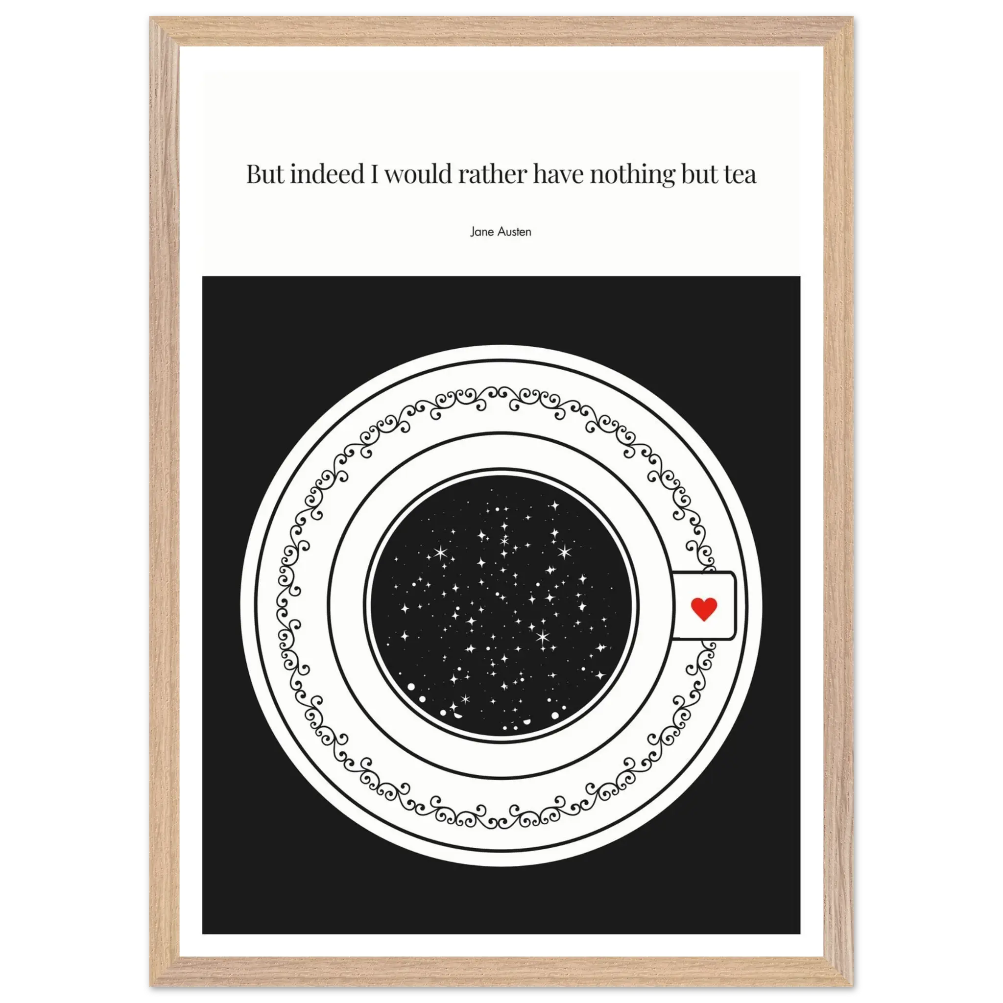 Jane Austen Quote Poster | Starry Night Teacup Art Print - INK & FRAME STUDIO