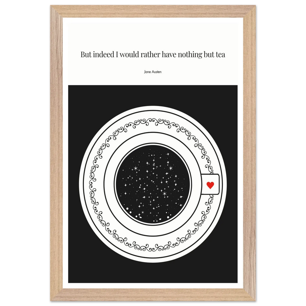 Jane Austen Quote Poster | Starry Night Teacup Art Print - INK & FRAME STUDIO