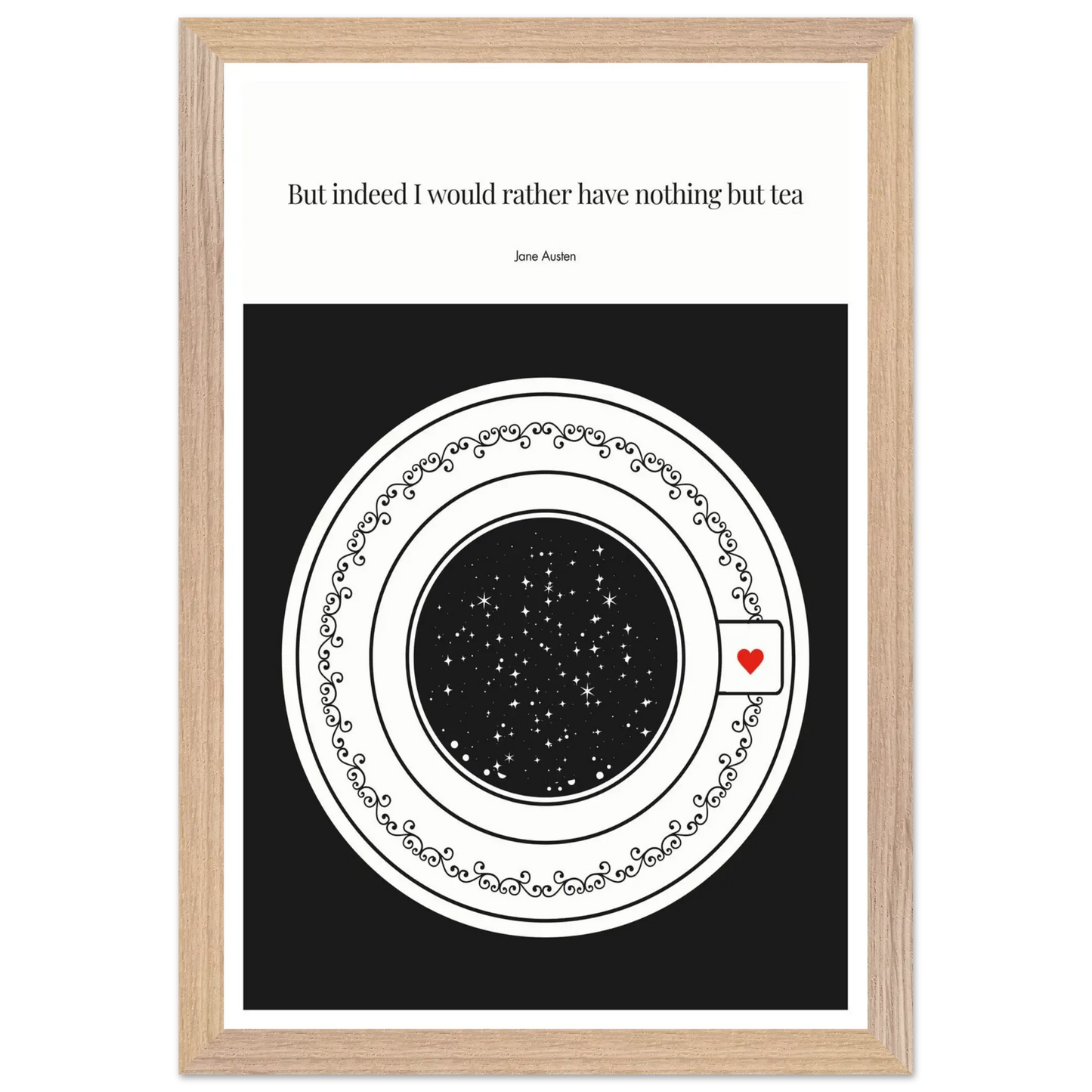 Jane Austen Quote Poster | Starry Night Teacup Art Print - INK & FRAME STUDIO