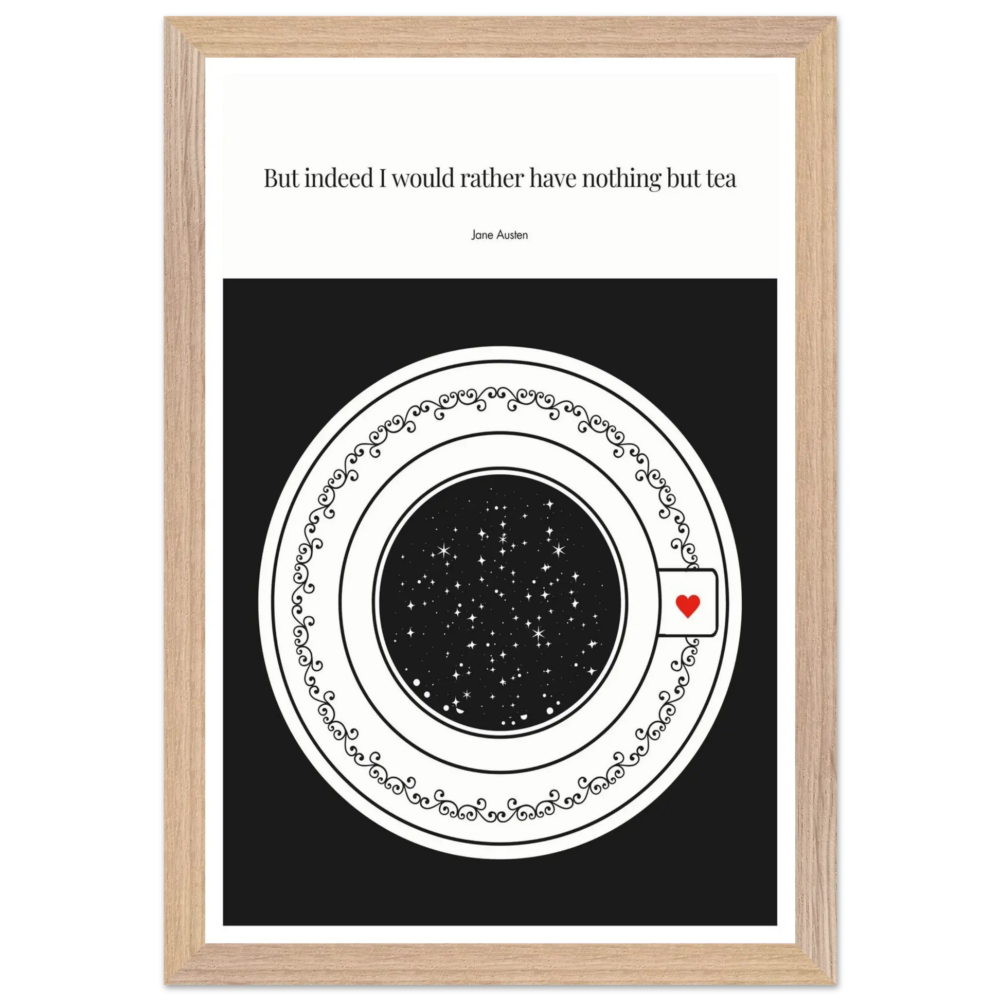 Jane Austen Quote Poster | Starry Night Teacup Art Print - INK & FRAME STUDIO