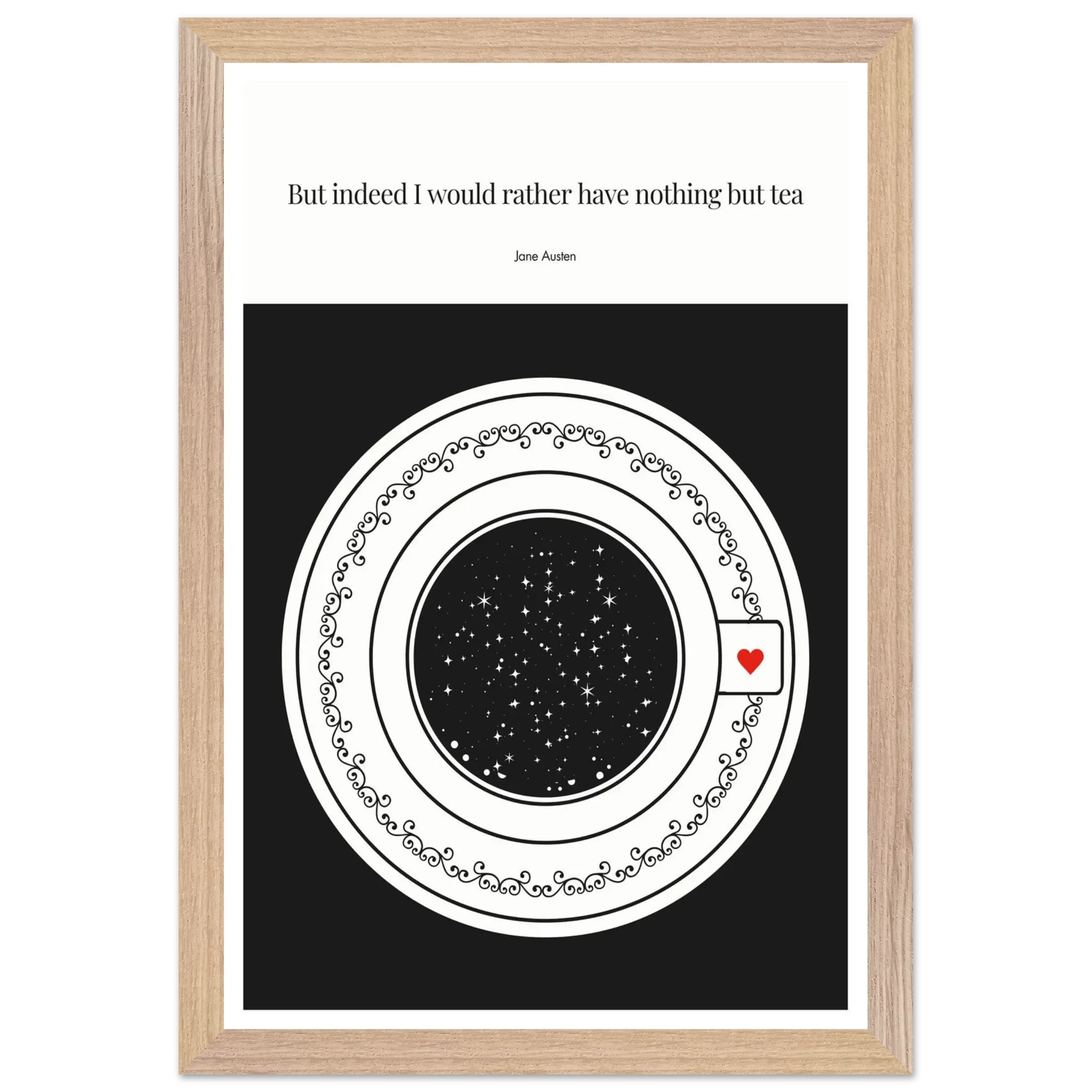 Jane Austen Quote Poster | Starry Night Teacup Art Print - INK & FRAME STUDIO