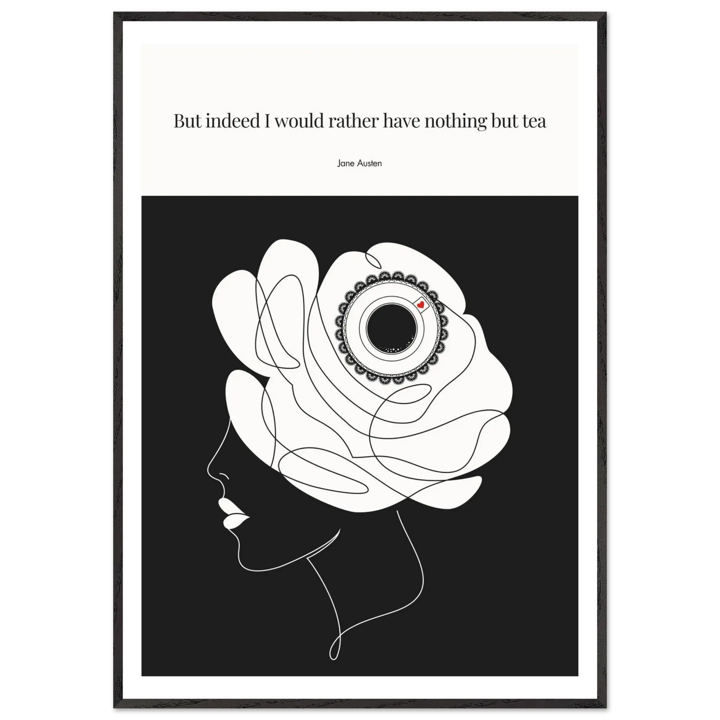 Jane Austen Tea Quote Poster  | Minimalist Line Art Print - INK & FRAME STUDIO
