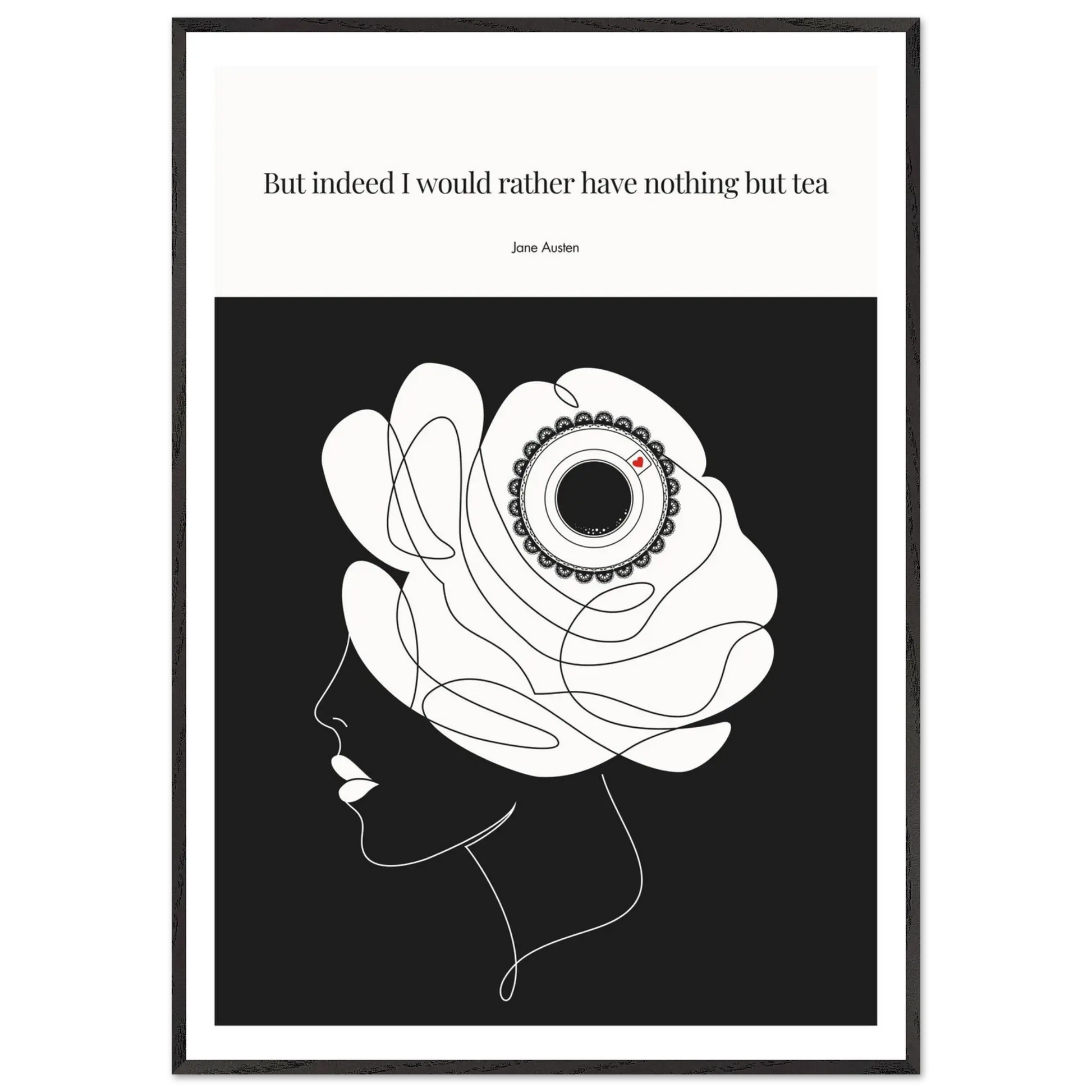 Jane Austen Tea Quote Poster  | Minimalist Line Art Print - INK & FRAME STUDIO