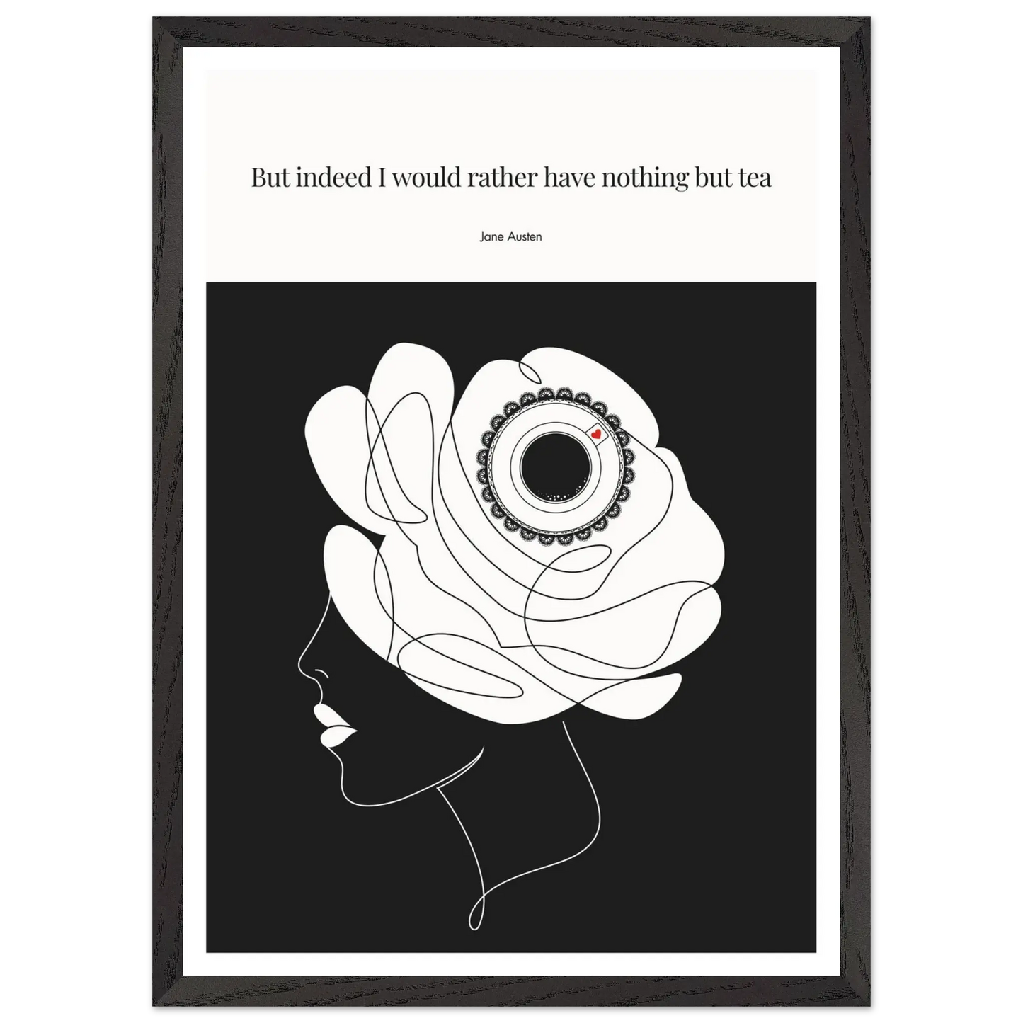 Jane Austen Tea Quote Poster  | Minimalist Line Art Print - INK & FRAME STUDIO