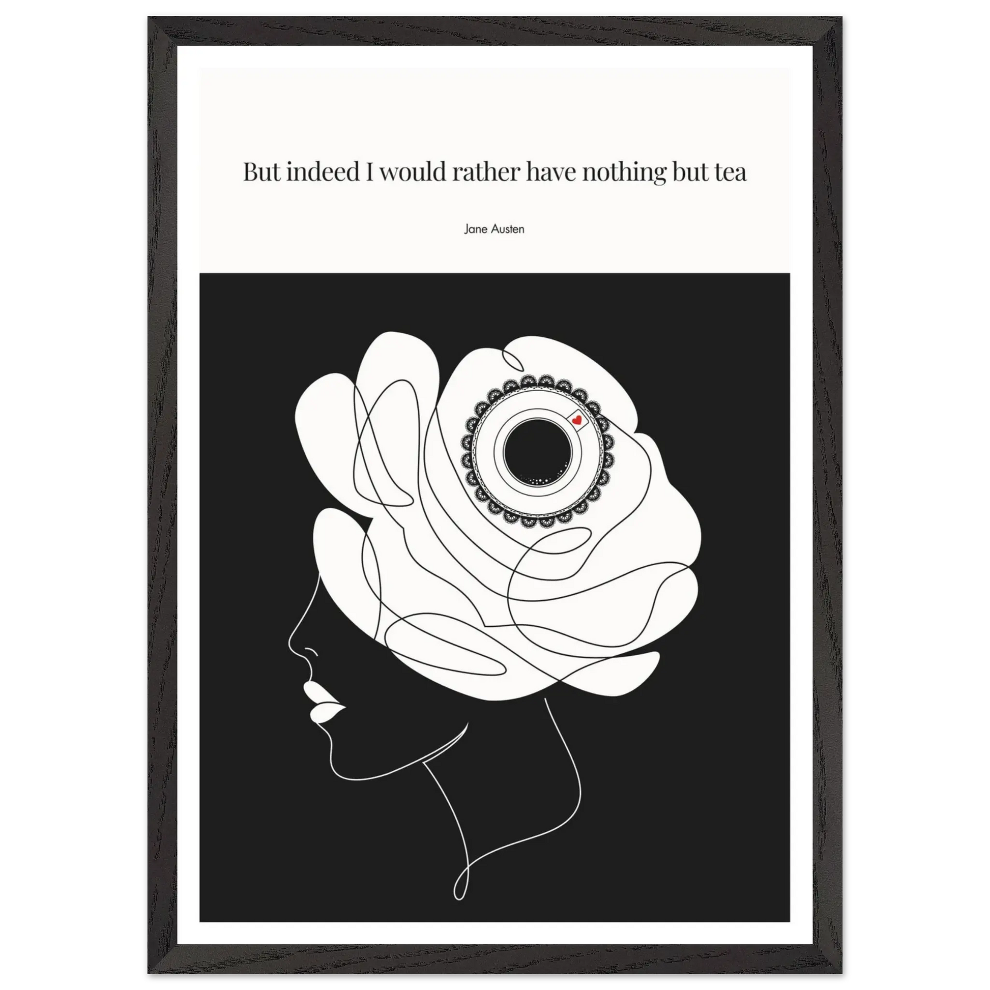 Jane Austen Tea Quote Poster  | Minimalist Line Art Print - INK & FRAME STUDIO