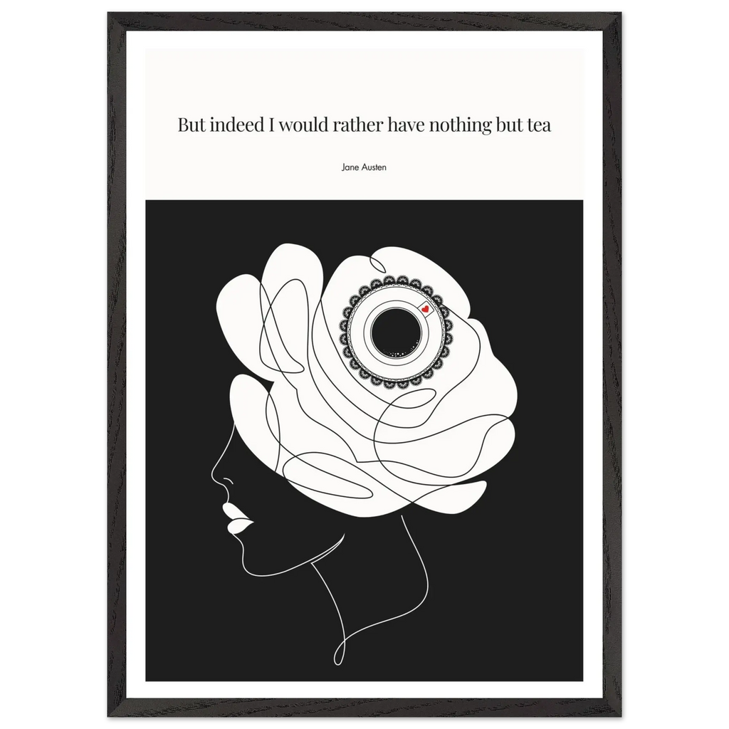 Jane Austen Tea Quote Poster  | Minimalist Line Art Print - INK & FRAME STUDIO