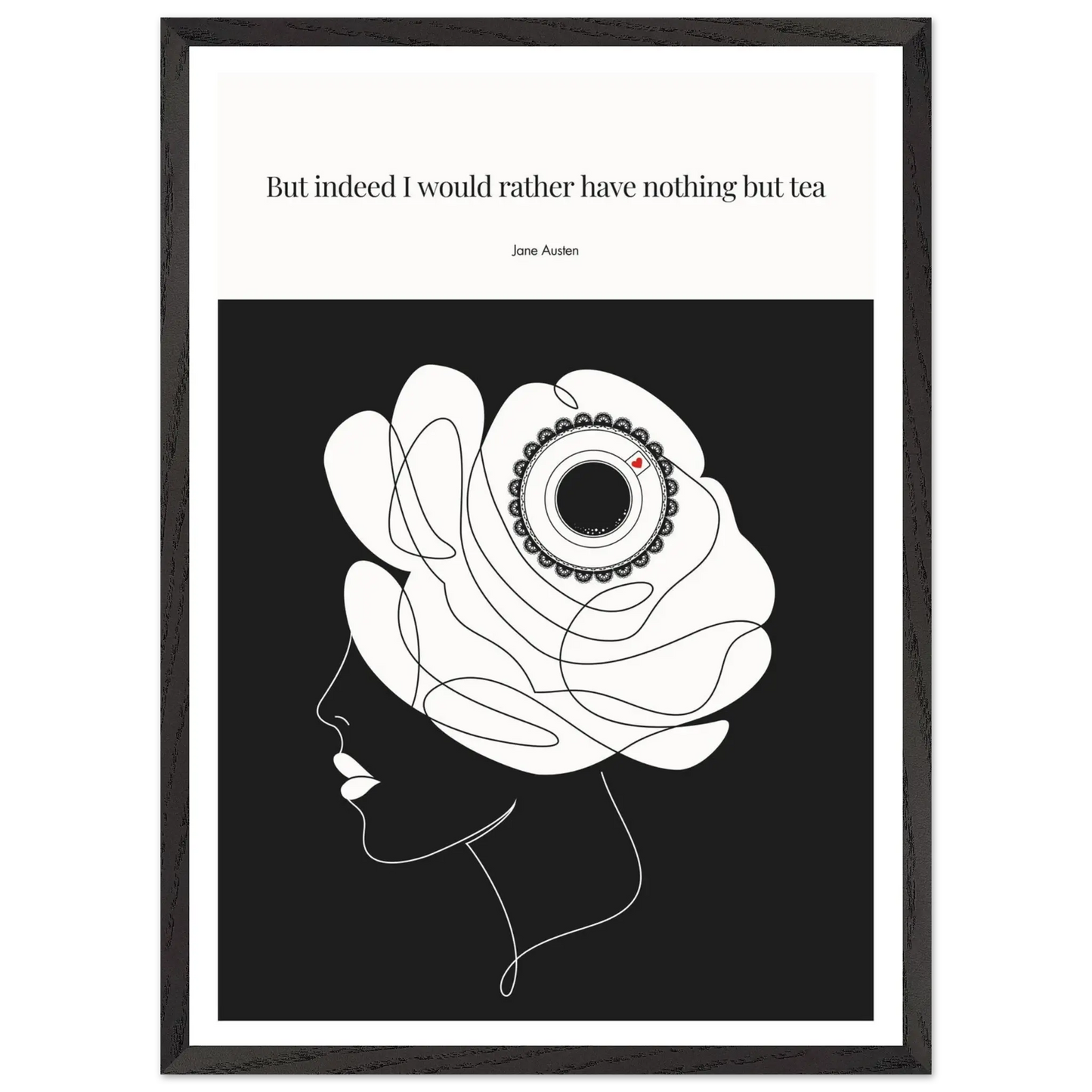 Jane Austen Tea Quote Poster  | Minimalist Line Art Print - INK & FRAME STUDIO
