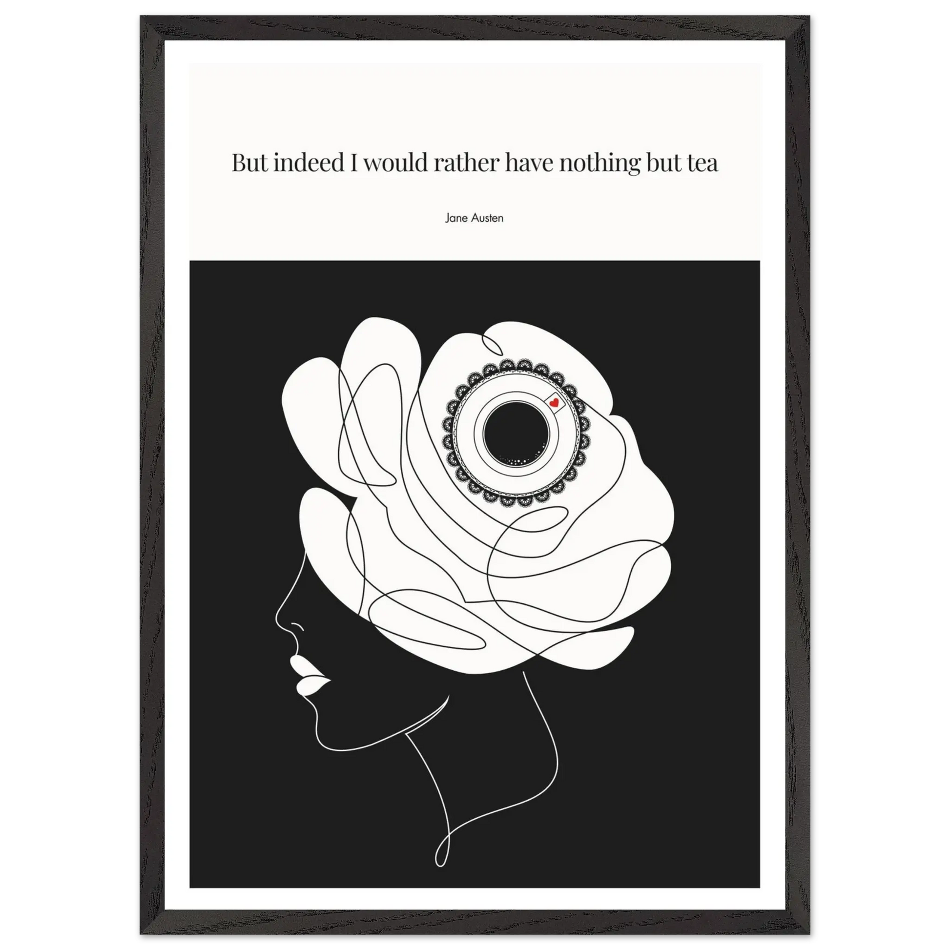 Jane Austen Tea Quote Poster  | Minimalist Line Art Print - INK & FRAME STUDIO