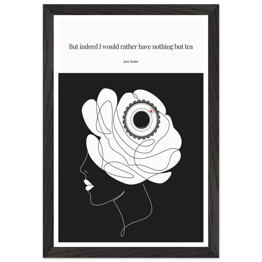 Jane Austen Tea Quote Poster  | Minimalist Line Art Print - INK & FRAME STUDIO
