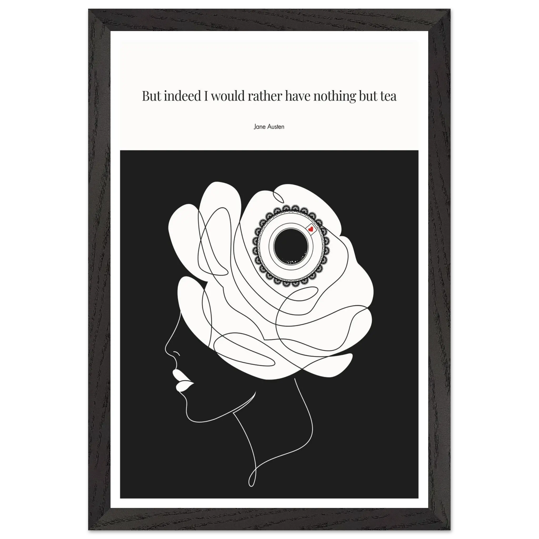 Jane Austen Tea Quote Poster  | Minimalist Line Art Print - INK & FRAME STUDIO