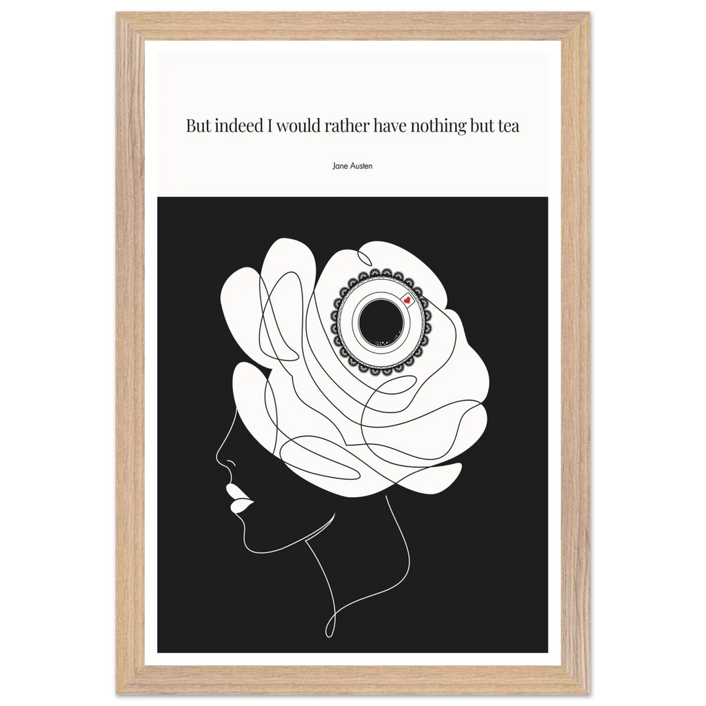 Jane Austen Tea Quote Poster  | Minimalist Line Art Print - INK & FRAME STUDIO