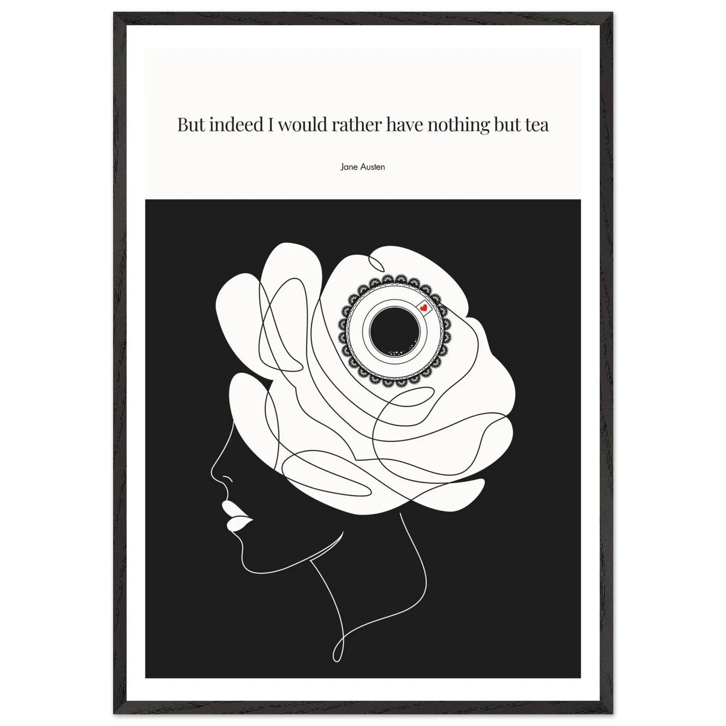 Jane Austen Tea Quote Poster  | Minimalist Line Art Print - INK & FRAME STUDIO