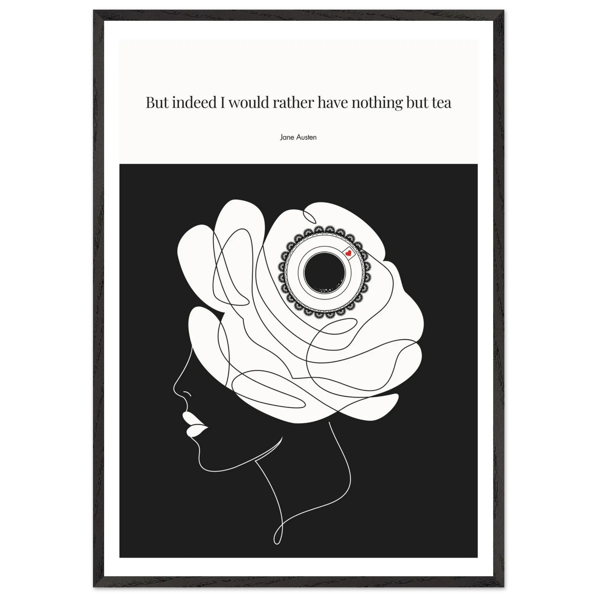 Jane Austen Tea Quote Poster  | Minimalist Line Art Print - INK & FRAME STUDIO