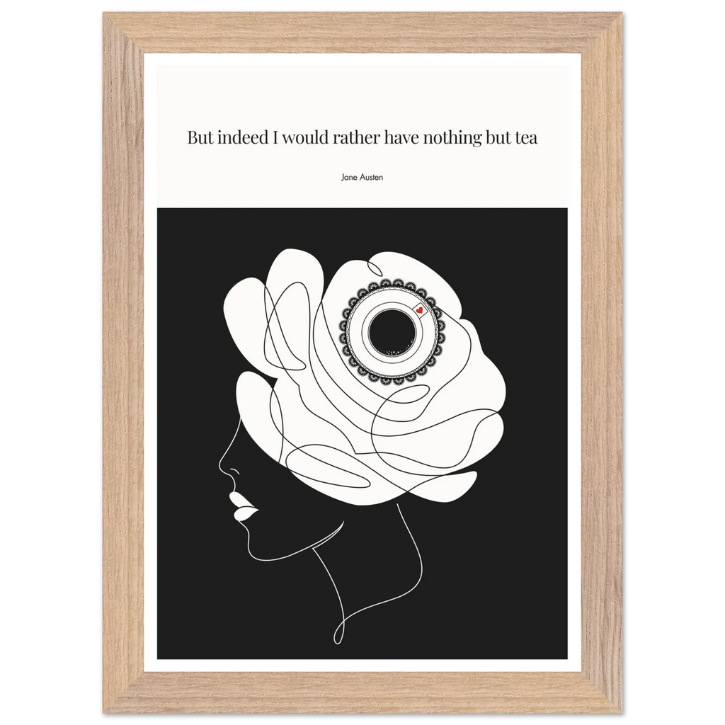 Jane Austen Tea Quote Poster  | Minimalist Line Art Print - INK & FRAME STUDIO