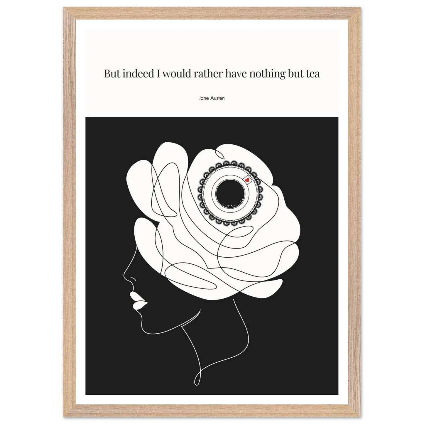 Jane Austen Tea Quote Poster  | Minimalist Line Art Print - INK & FRAME STUDIO