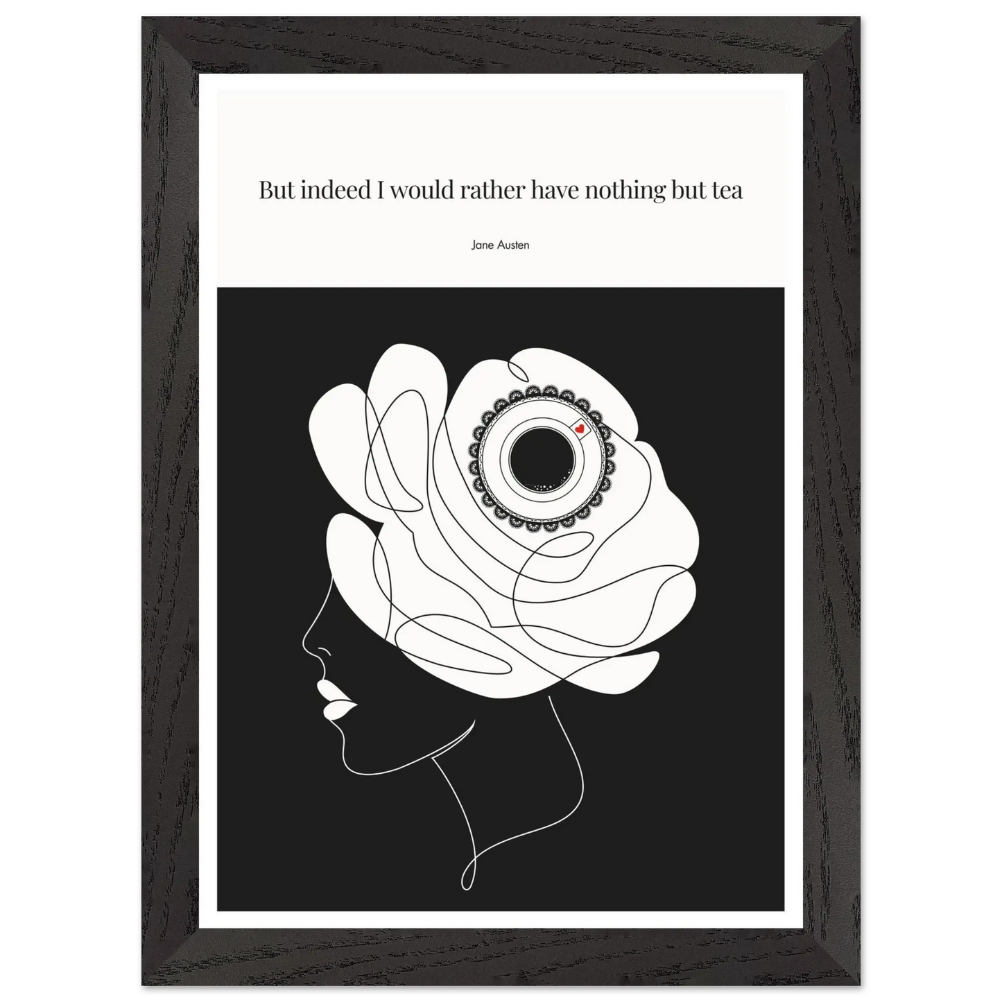 Jane Austen Tea Quote Poster  | Minimalist Line Art Print - INK & FRAME STUDIO