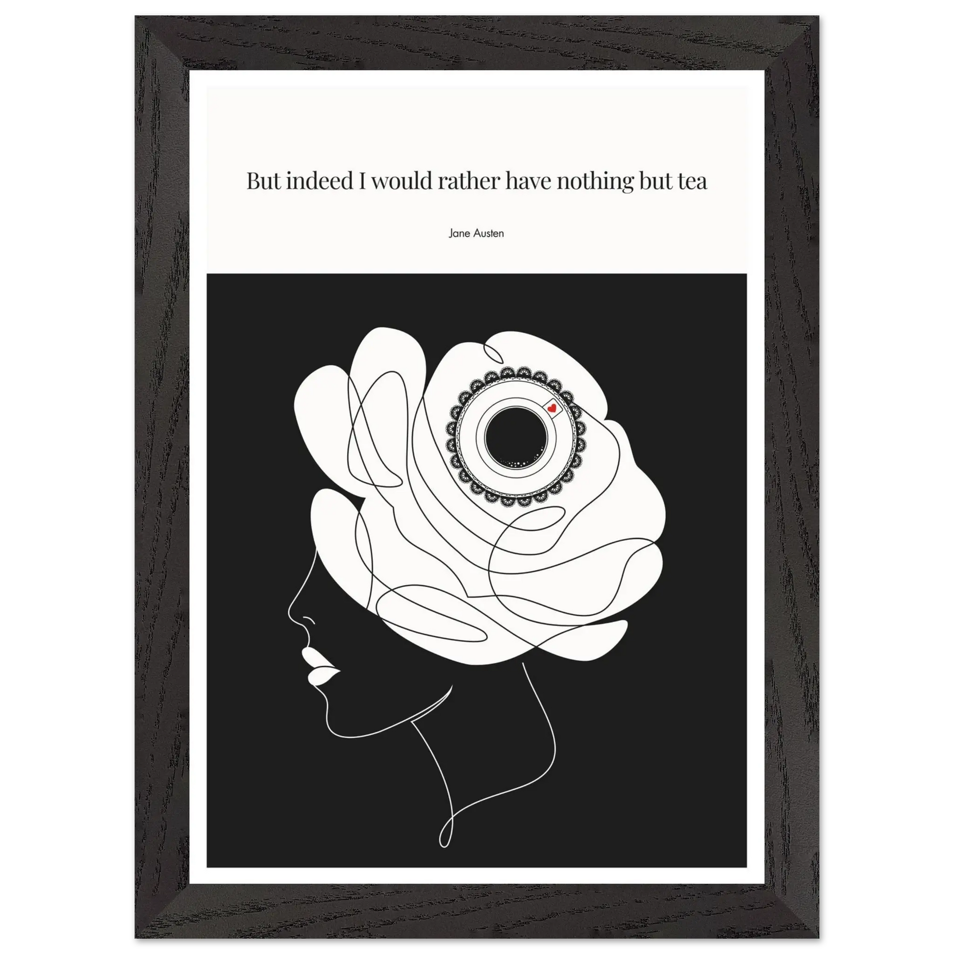 Jane Austen Tea Quote Poster  | Minimalist Line Art Print - INK & FRAME STUDIO