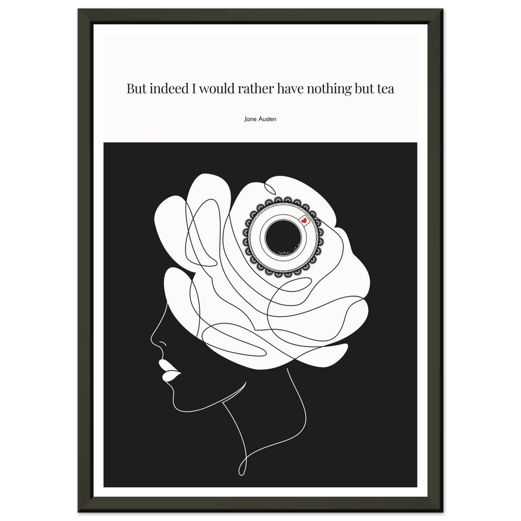 Jane Austen Tea Quote Poster  | Minimalist Line Art Print - INK & FRAME STUDIO