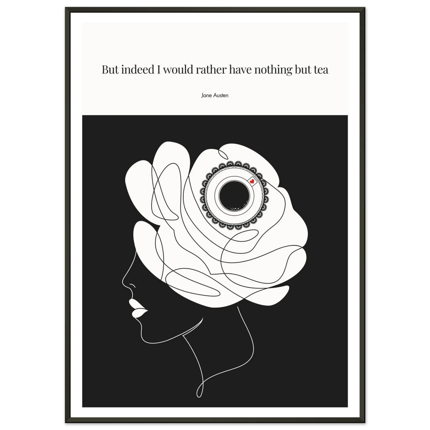 Jane Austen Tea Quote Poster  | Minimalist Line Art Print - INK & FRAME STUDIO