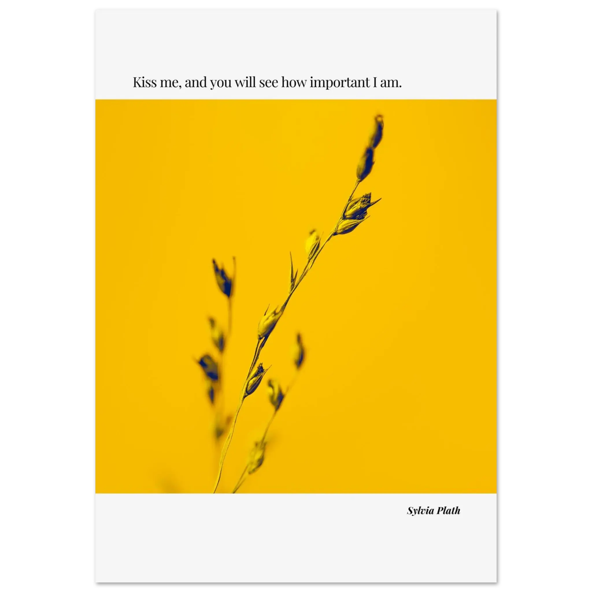 Sylvia Plath Quote Poster – “Kiss Me and You Will See How Important I Am” | Minimalist Literary Wall Art - INK & FRAME STUDIO