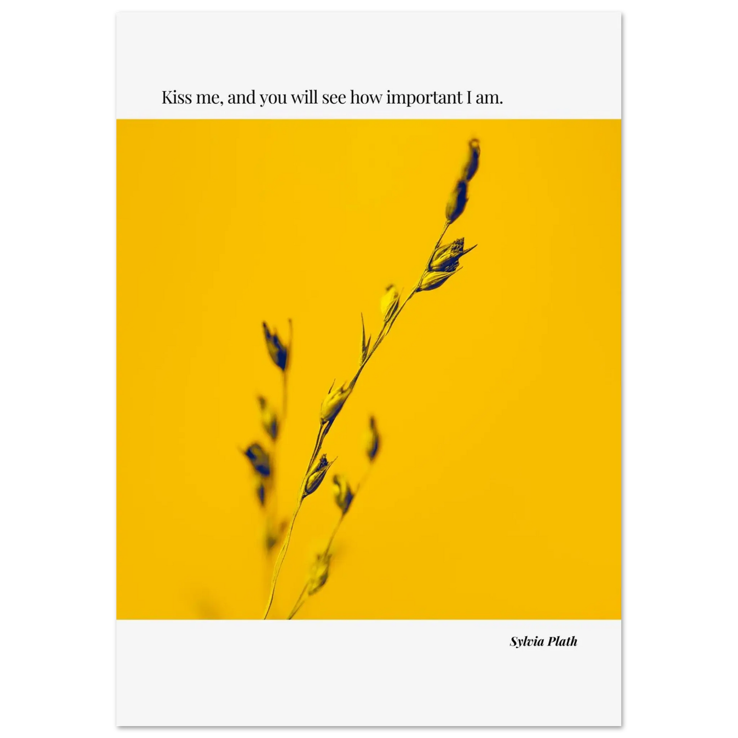 Sylvia Plath Quote Poster – “Kiss Me and You Will See How Important I Am” | Minimalist Literary Wall Art - INK & FRAME STUDIO