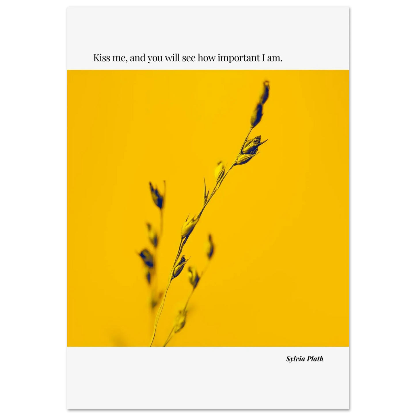 Sylvia Plath Quote Poster – “Kiss Me and You Will See How Important I Am” | Minimalist Literary Wall Art - INK & FRAME STUDIO