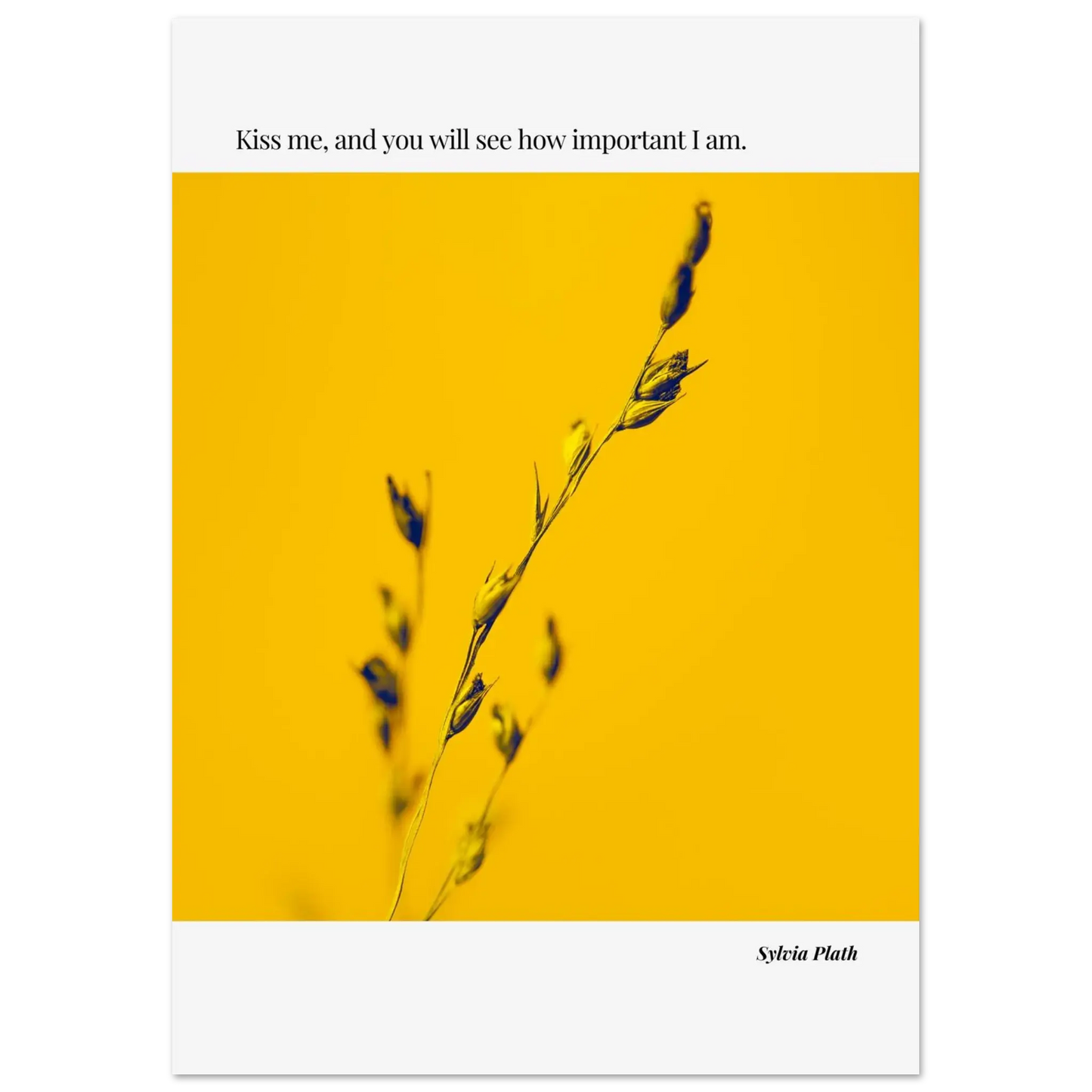 Sylvia Plath Quote Poster – “Kiss Me and You Will See How Important I Am” | Minimalist Literary Wall Art - INK & FRAME STUDIO