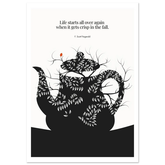 F. Scott Fitzgerald Quote Print - "Life starts all over again" Wall Art Poster - INK & FRAME STUDIO
