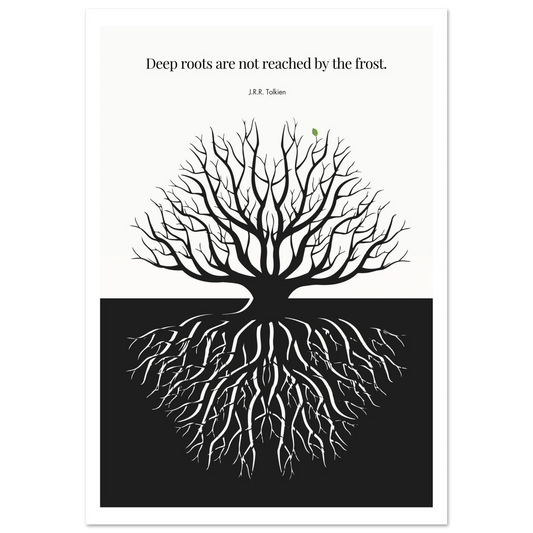 J.R.R. Tolkien Quote Print – "Deep roots are not reached by the frost" Wall Art Poster - INK & FRAME STUDIO