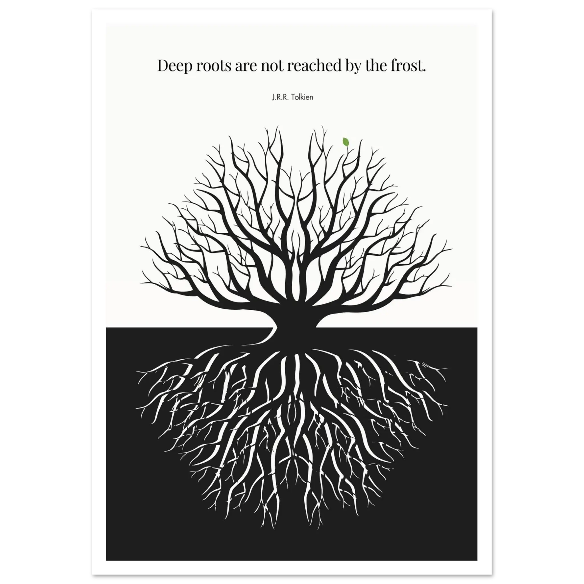 J.R.R. Tolkien Quote Print – "Deep roots are not reached by the frost" Wall Art Poster - INK & FRAME STUDIO