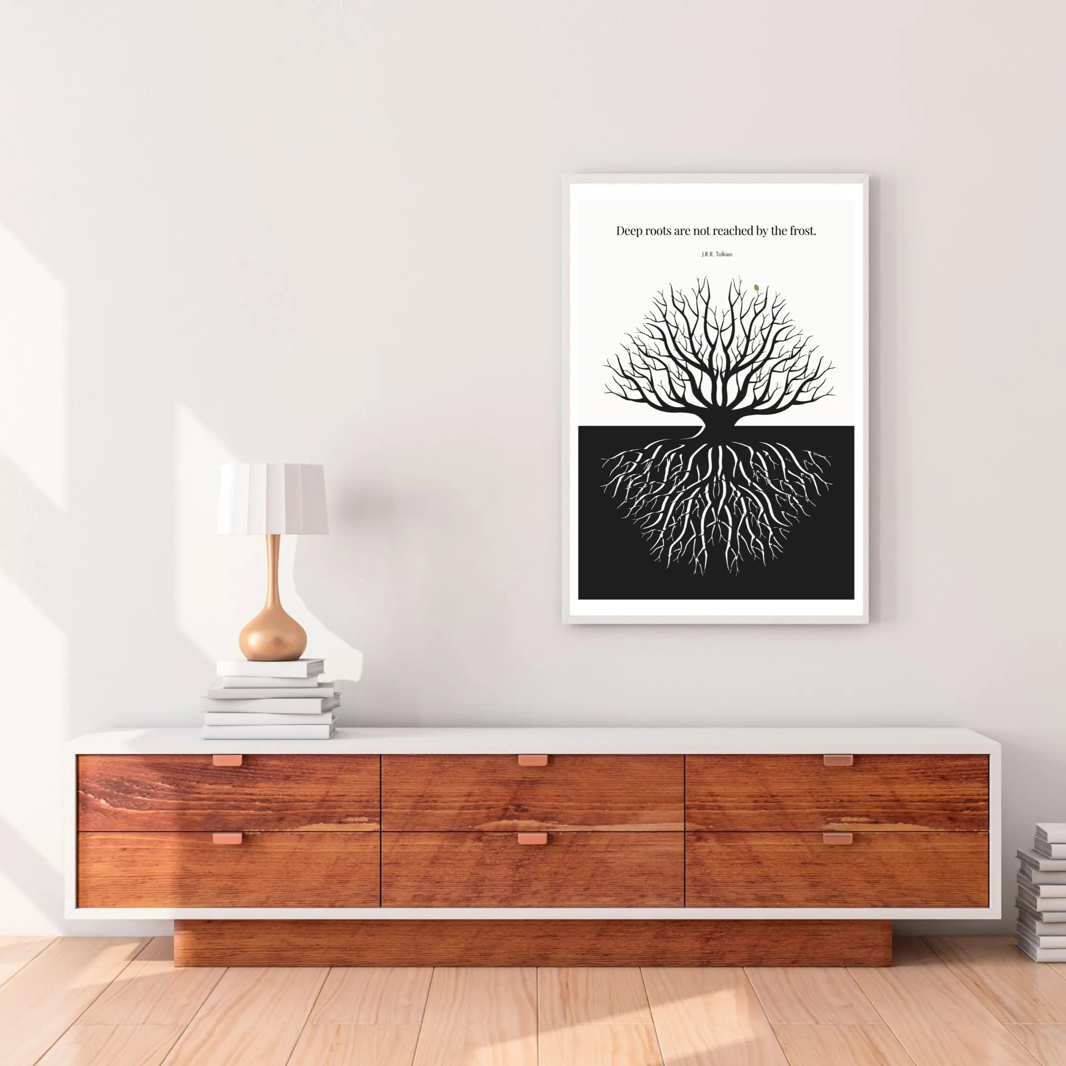 J.R.R. Tolkien Quote Print – "Deep roots are not reached by the frost" Wall Art Poster - INK & FRAME STUDIO
