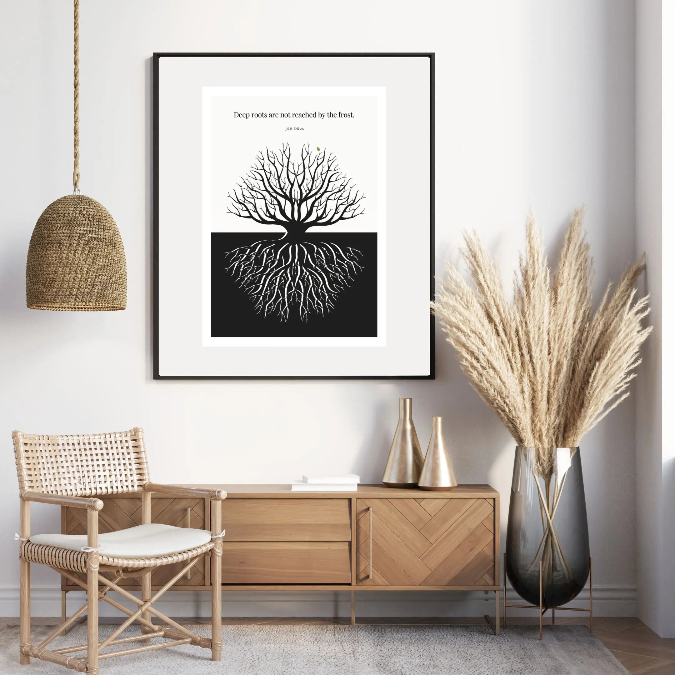 J.R.R. Tolkien Quote Print – "Deep roots are not reached by the frost" Wall Art Poster - INK & FRAME STUDIO