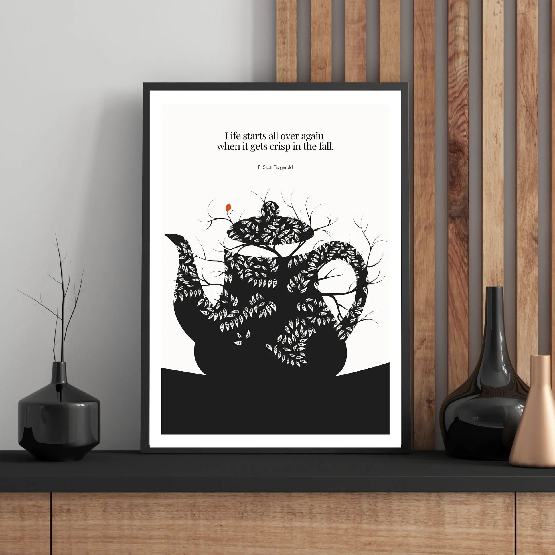 F. Scott Fitzgerald Quote Print - "Life starts all over again" Wall Art Poster - INK & FRAME STUDIO