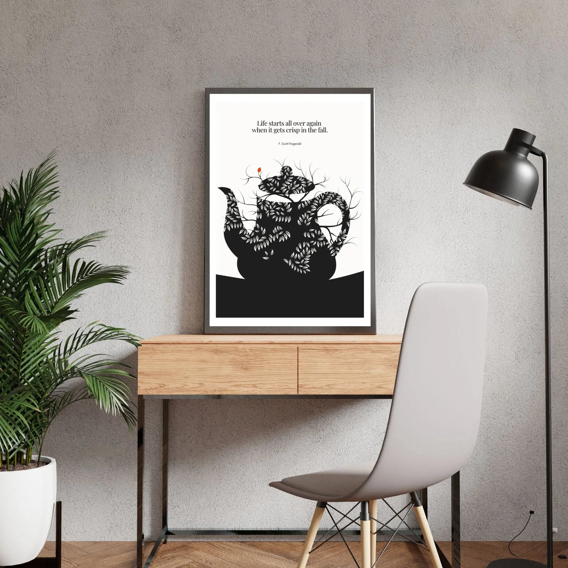 F. Scott Fitzgerald Quote Print - "Life starts all over again" Wall Art Poster - INK & FRAME STUDIO