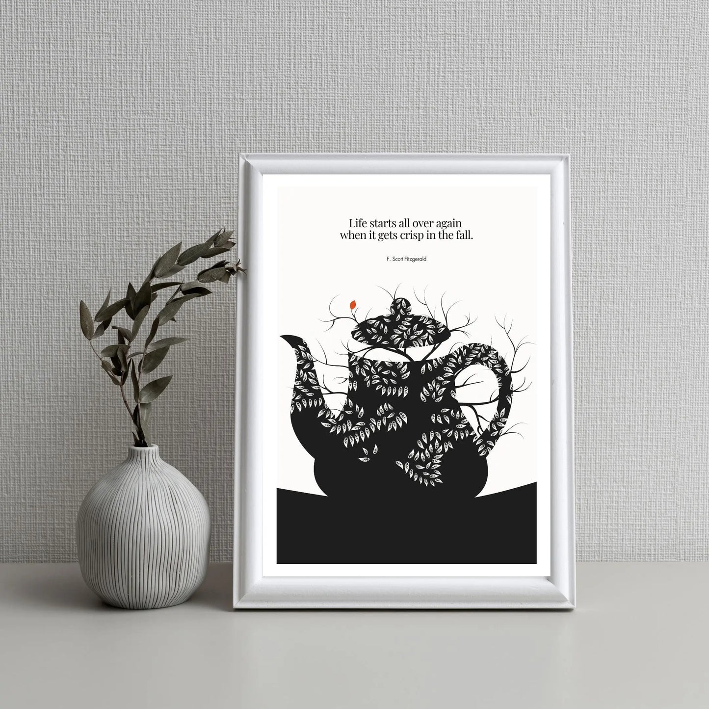 F. Scott Fitzgerald Quote Print - "Life starts all over again" Wall Art Poster - INK & FRAME STUDIO