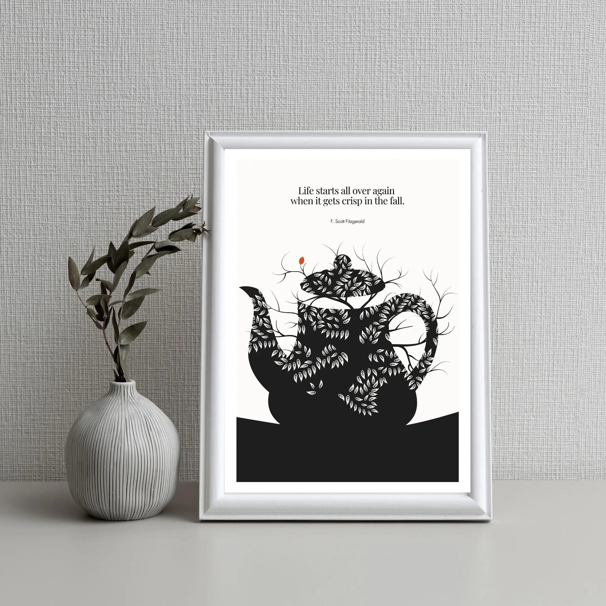 F. Scott Fitzgerald Quote Print - "Life starts all over again" Wall Art Poster - INK & FRAME STUDIO