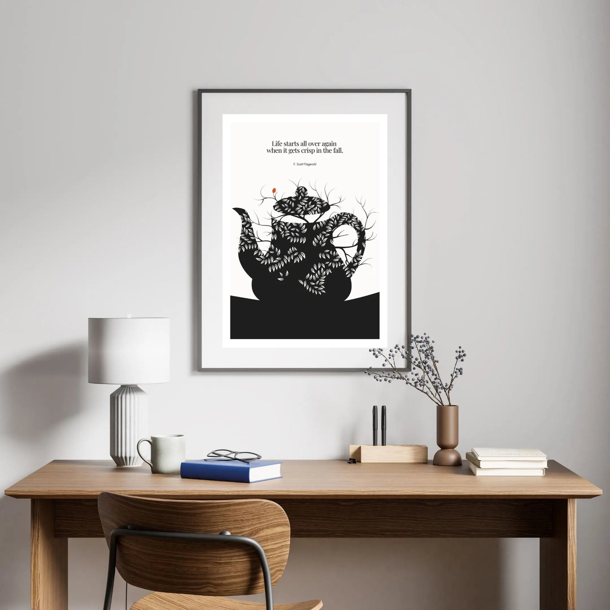 F. Scott Fitzgerald Quote Print - "Life starts all over again" Wall Art Poster - INK & FRAME STUDIO