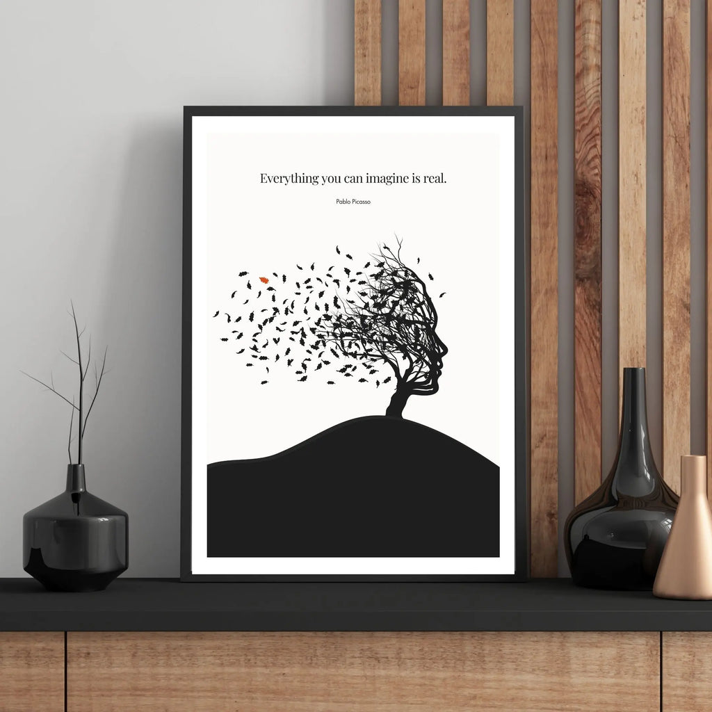Pablo Picasso Quote Print – "Everything you can imagine is real" Wall Art Poster - INK & FRAME STUDIO