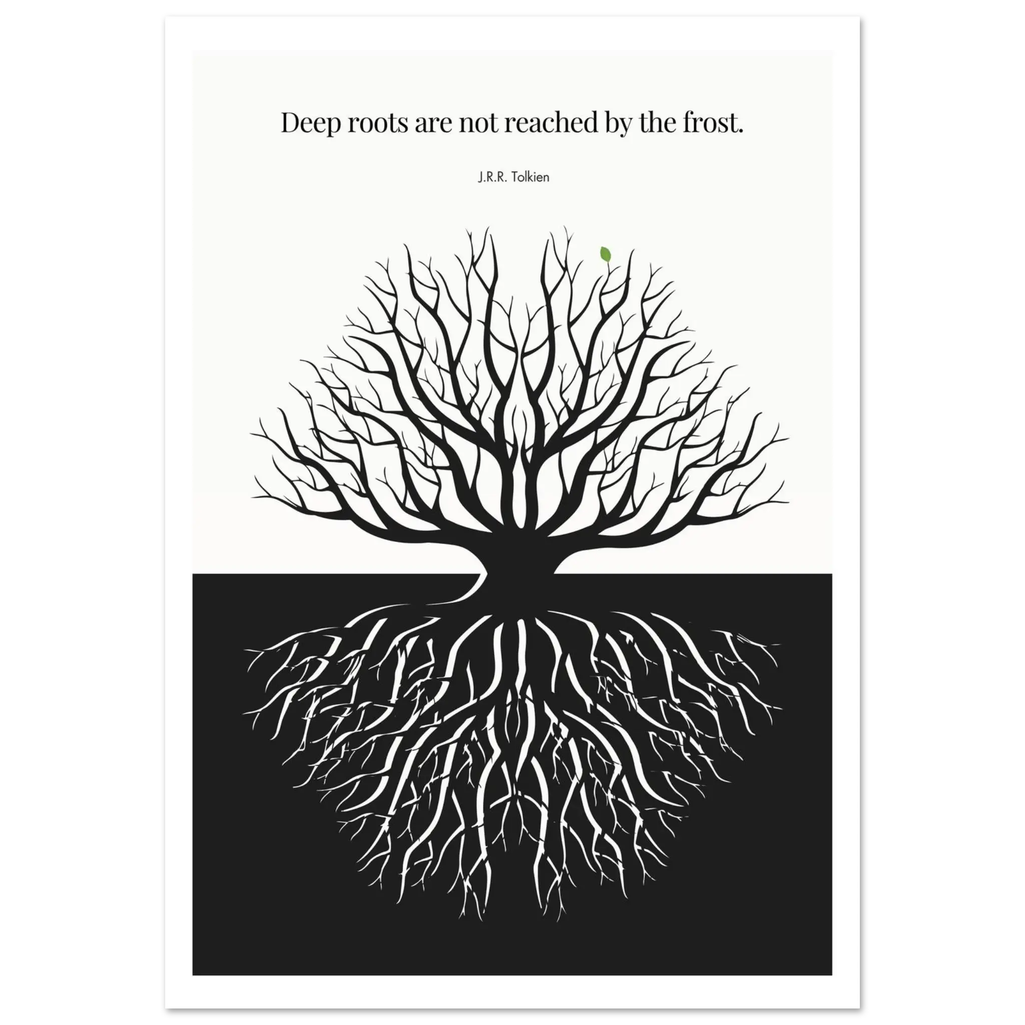J.R.R. Tolkien Quote Print – "Deep roots are not reached by the frost" Wall Art Poster - INK & FRAME STUDIO
