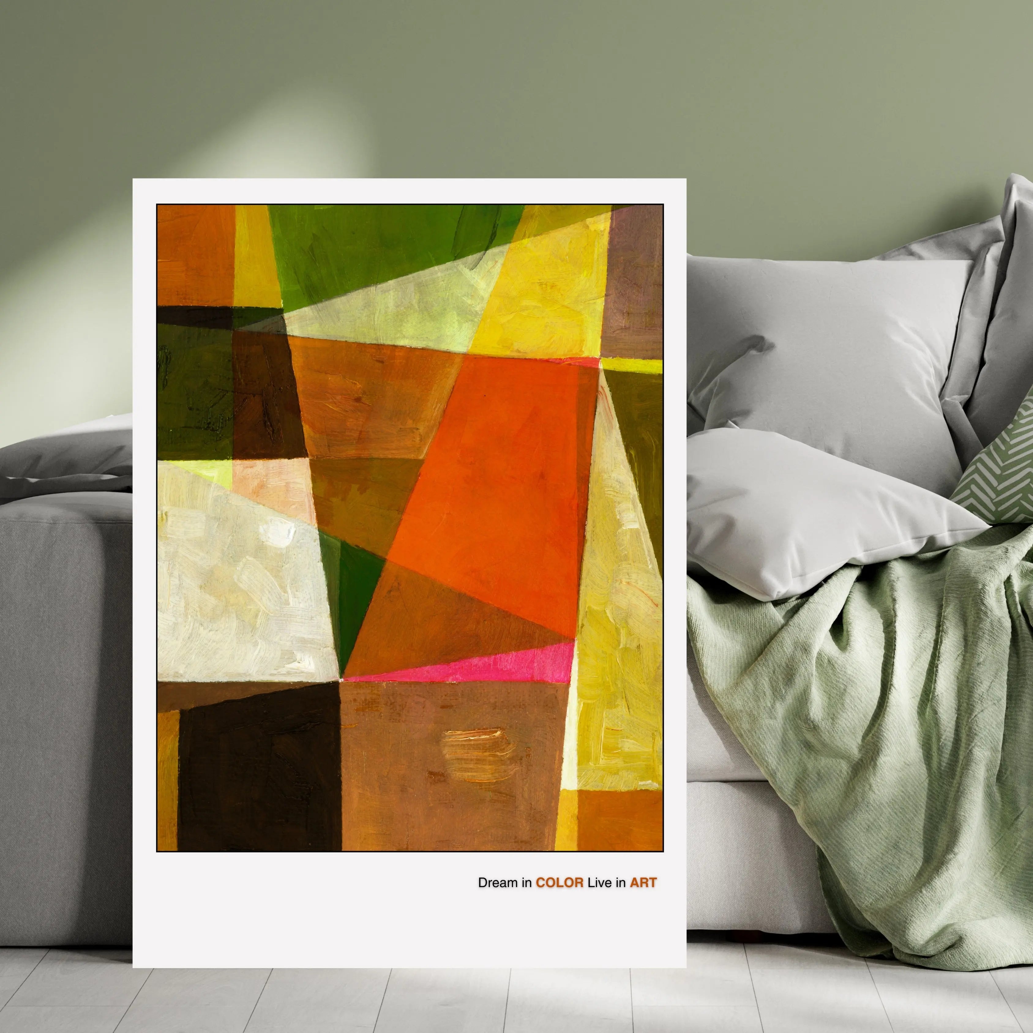Geometric Abstract Art Poster, Modern Colorful Wall Print  Print Material INK & FRAME STUDIO